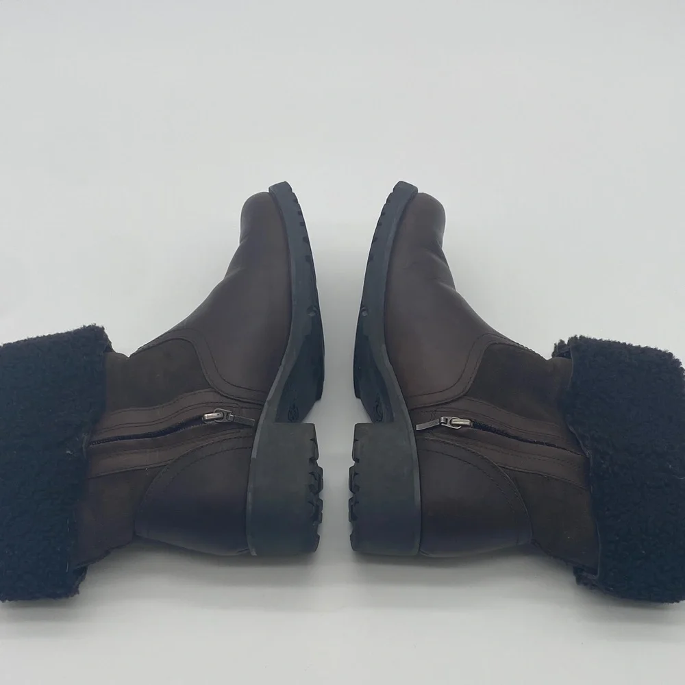 UGG Bellevue Dark Brown Sheepskin Winter Boots with Shearling Cuff